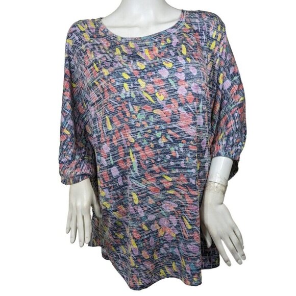 Westbound Tops - Westbound Women's Multi Color Pastel Confetti Short Sleeve Blouse Plus Size 2X